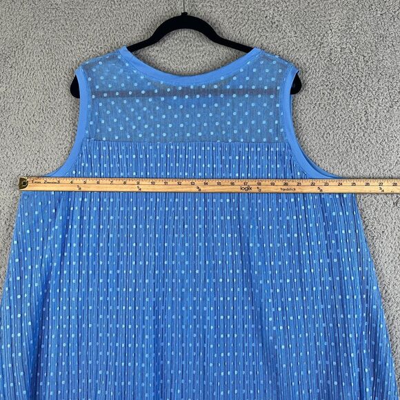 Lane Bryant Blouse Womens 22/24 Blue Polka Dot Knit Sheer Sleeveless Lined - Picture 4 of 11